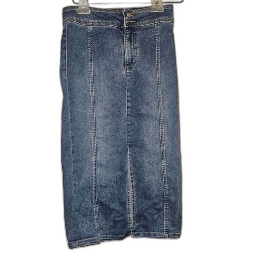We The Free Women's Pencil Denim Jean Slit Midi Skirt Medium Wash Size 26 EUC - Picture 3 of 10